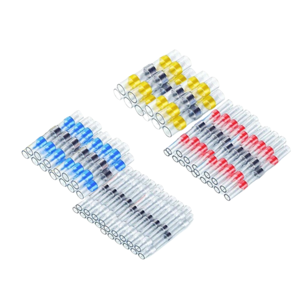 100Pc Automotive Electrical Waterproof Seal Heat Shrink Butt Terminal Solder Sleeve Wire Connectors