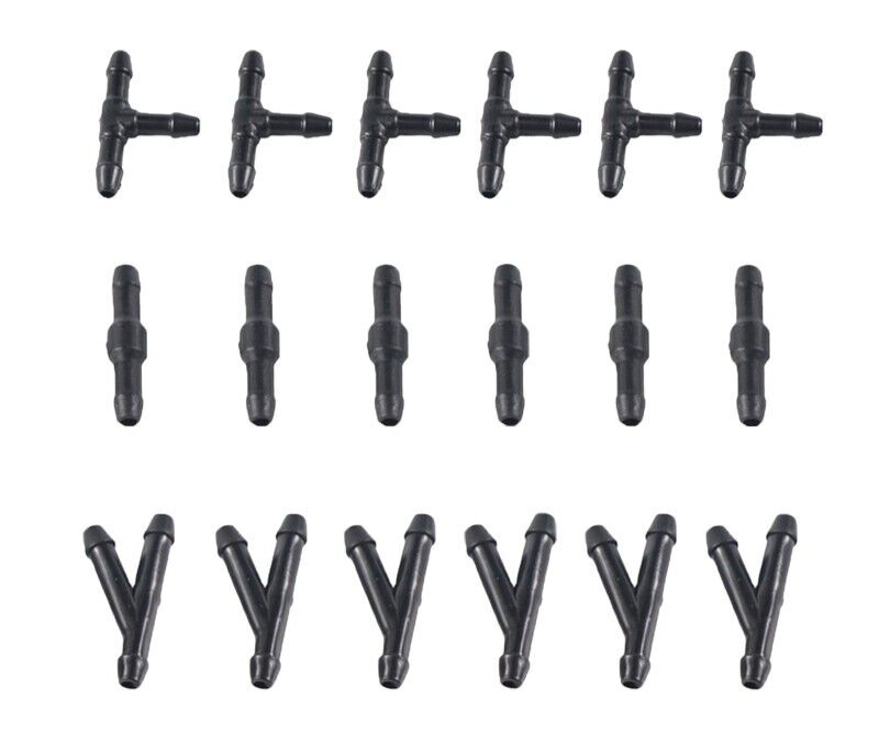 18 Universal Windscreen Washer Pump Plastic Joiner Pipe Connector Adapter Barbed