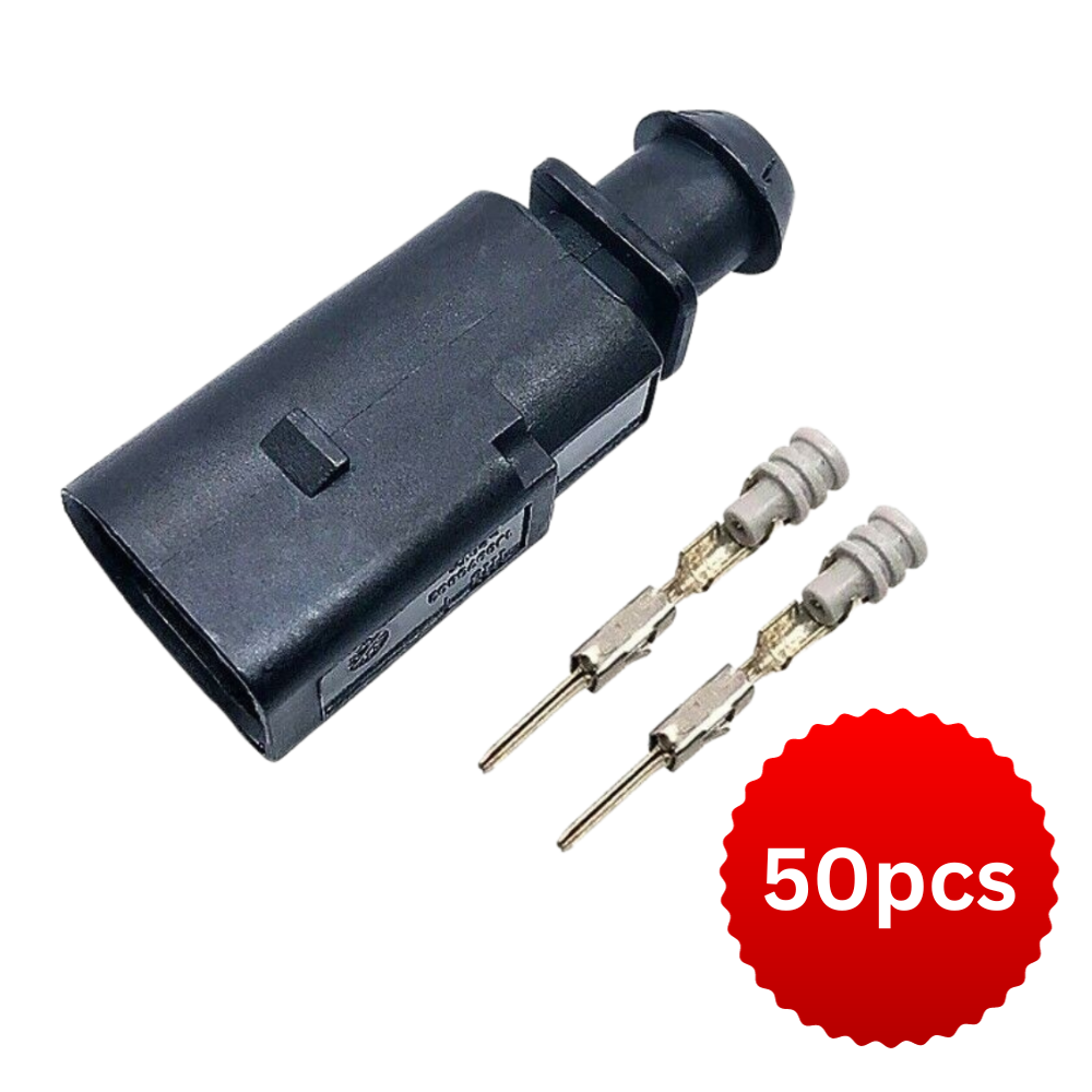 50pc Lot 1J0973802 VW AUDI VAG 2 Pin Male Connector Brake Pad Wear Sensor Plug Repair