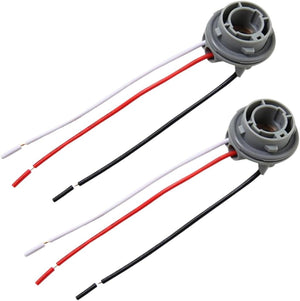 2Pcs 12-24V Car LED Light Bulb Holder Connector for 1157 Tail Light Bulbs/Brake Lamps/Turn Signals - Plug Adapter Bulb Holder with Wiring