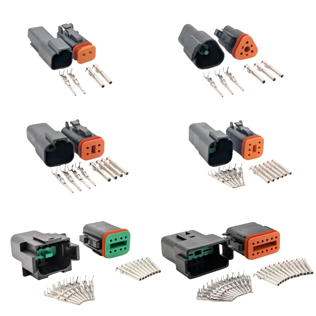 Black Deutsch DT Series Plug Waterproof Connector 2 3 4 6 8 & 12 Pin M