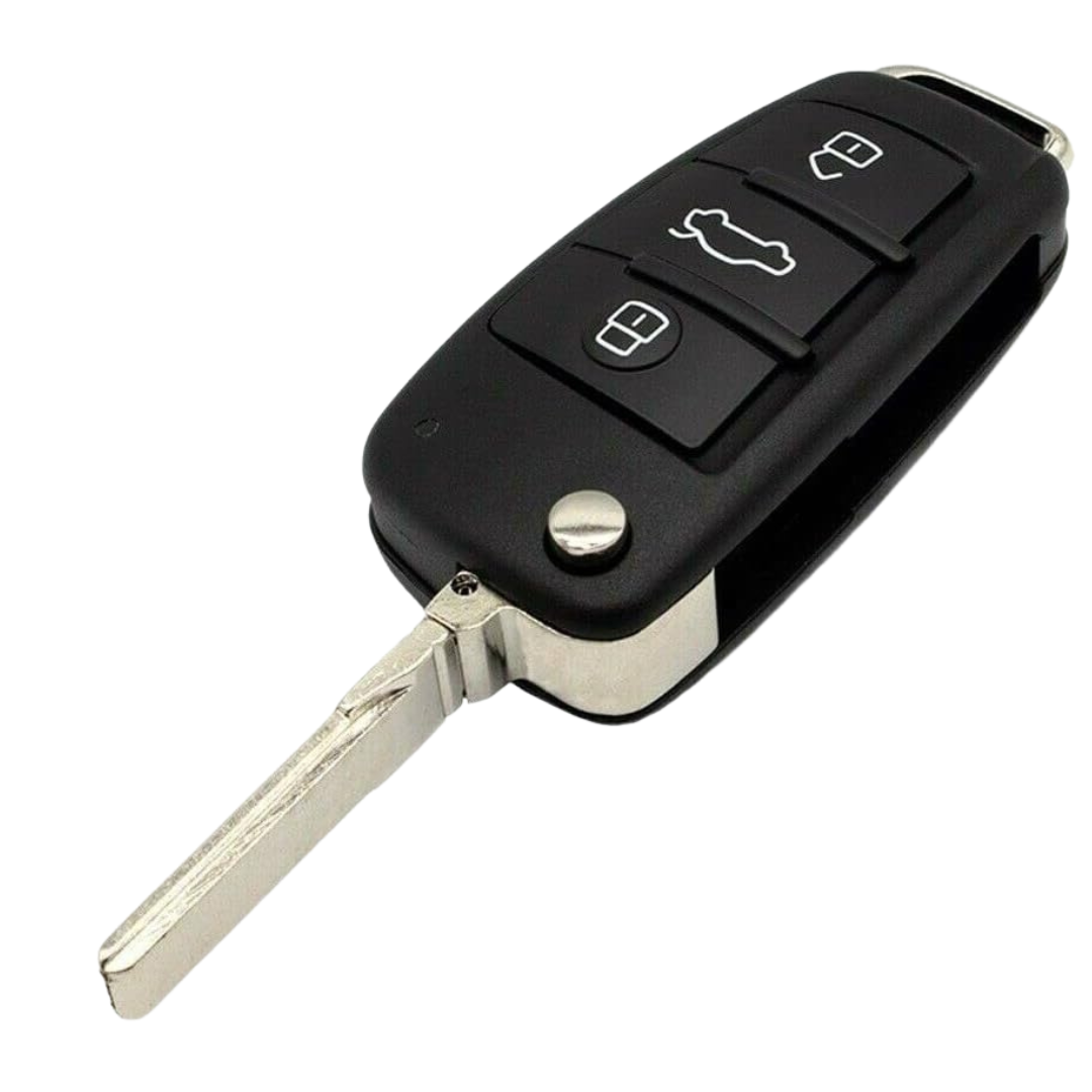 Blank 3 Button Remote Replacement Key Fob Case & HU66 Blade for Audi A3 A4