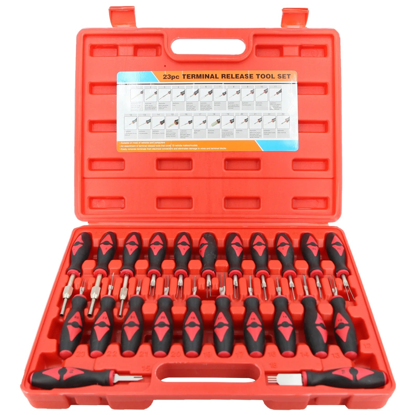 23 Pcs Vehicle Terminal De-pinning Removal Tool Kit for Automotive Electrical Wiring Connector Pin Extraction