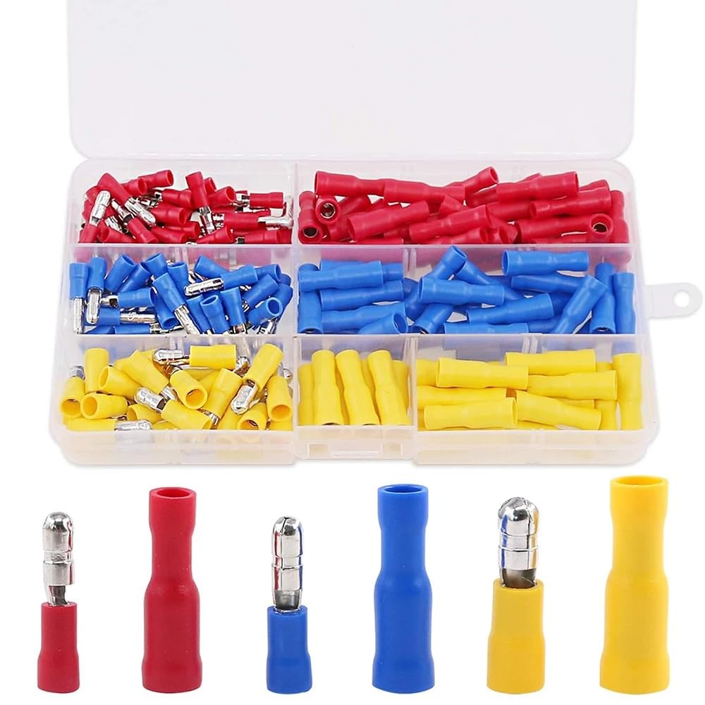 160pcs Insulated Male & Female Quick Splice Bullet Connector Terminal Pins Wire Crimp Set Kit