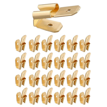 25 Stück Messing 6,3 mm Doppelhülsen-Kabelschuhe – unisoliert