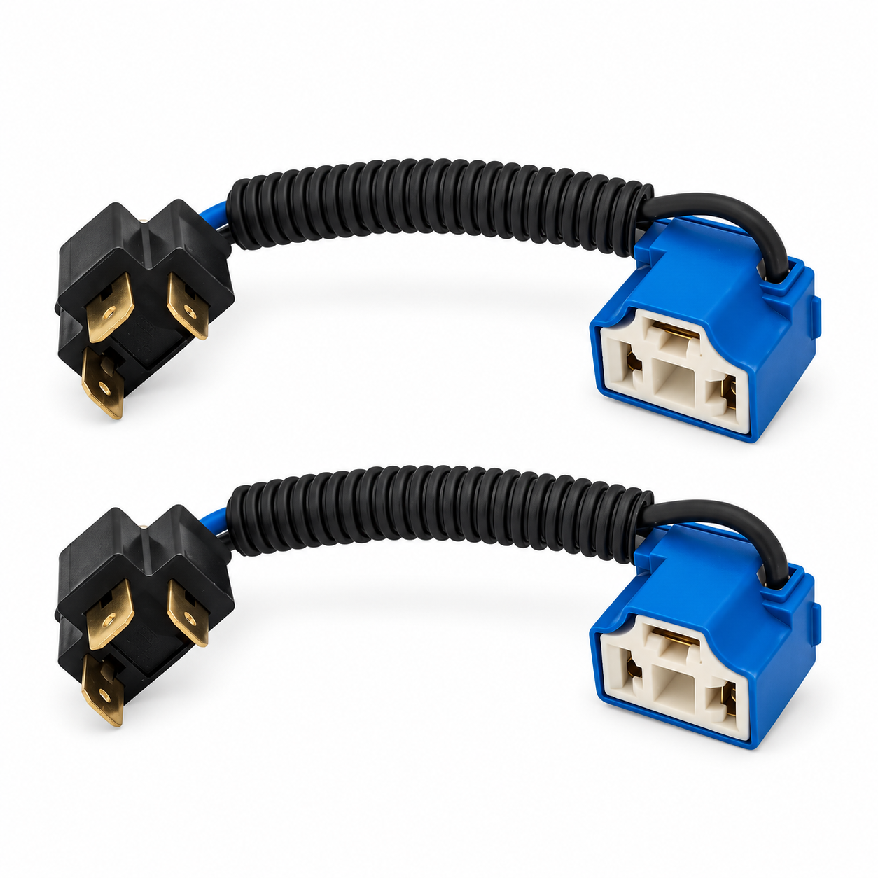 3 Pin 2pcs H4 Male to Female Ceramic Headlight Extended Connector Angled Adaptors