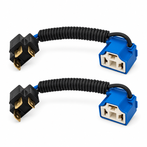 3 Pin 2pcs H4 Male to Female Ceramic Headlight Extended Connector Angled Adaptors