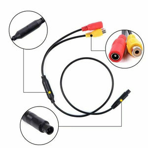 4-Pin Male to RCA Female & DC Jack Female CCTV Vehicle Camera Adapter Cable 30cm