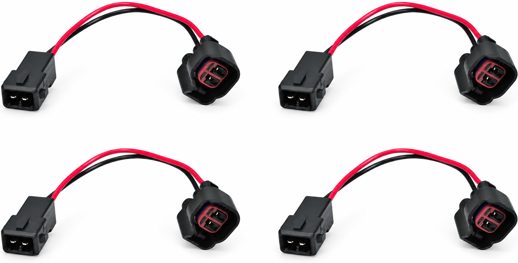 2 Pin 4pcs EV1 to EV6 For USCAR Petrol Fuel Injector Converter Adaptor Harness Wire Loom Plug And Play Adaptors