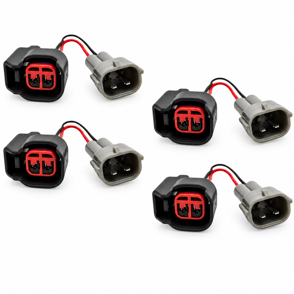 2 Pin 4PCS Fuel Injector Connector Plug Adaptors Female EV14 EV6 USCAR to Denso
