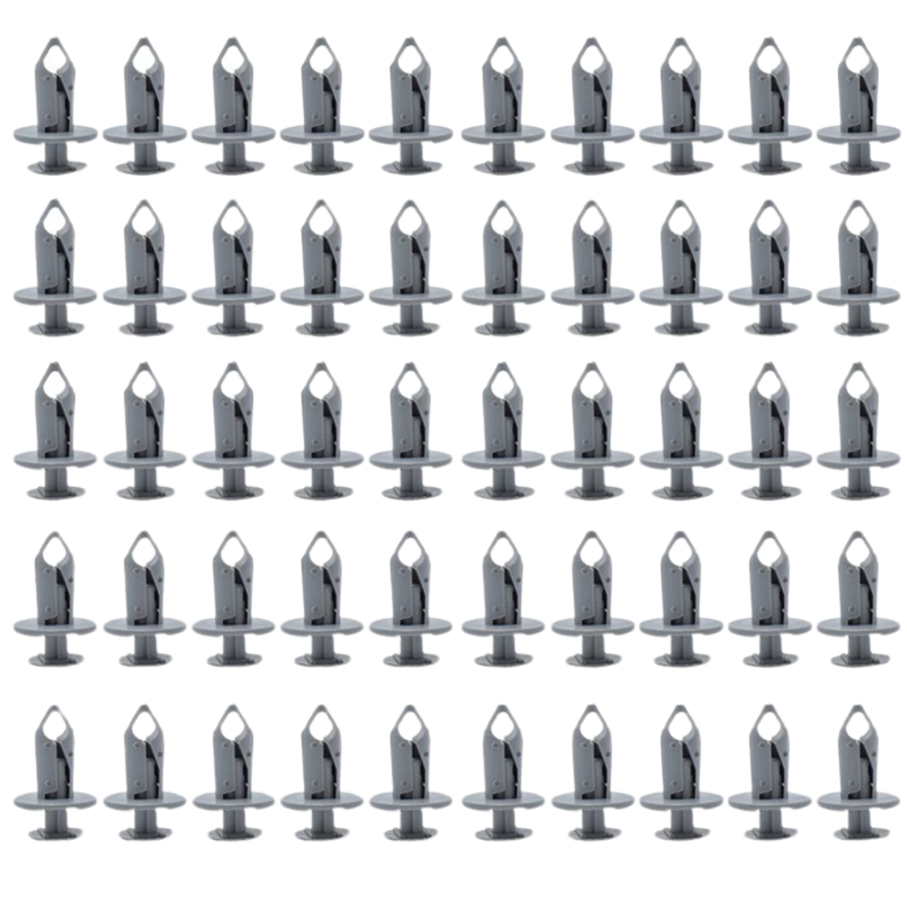 50-Piece Grey Trim Panel Fixing Clips for Transporter T4 T5 - Light Grey