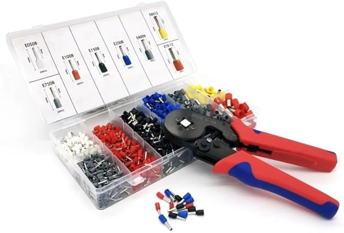 1200pcs Bootlace Ferrule Terminals & Crimping Tool | 0.25-10mm² | 23-7 AWG | Cable Terminals with Adjustable Terminal Wire Crimp Ratchet Pliers