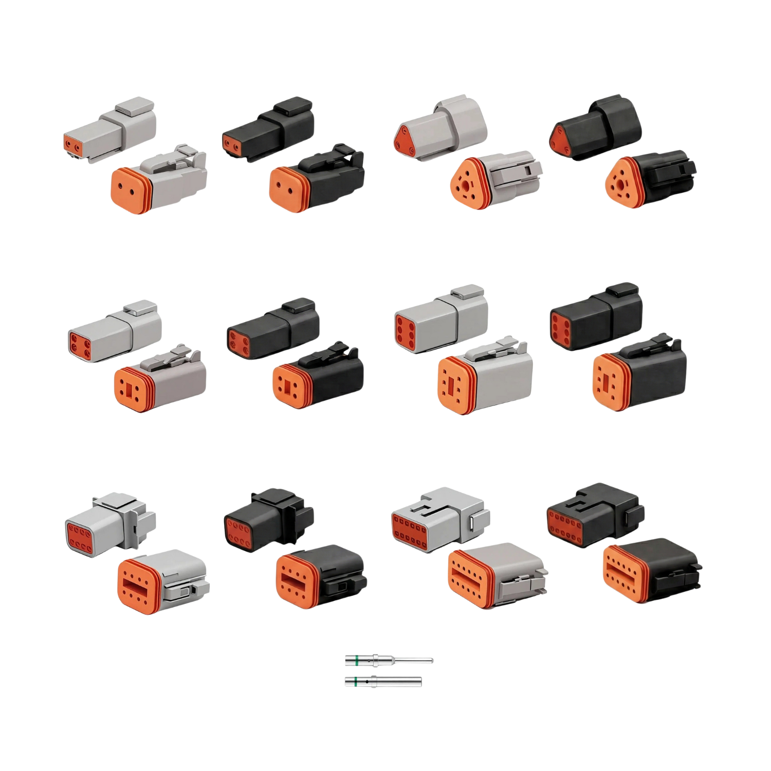 Deutsch DT Waterproof Connector Plugs with Solid Pins - 2 3 4 6 8 12 Way / Pin - BLACK or GREY