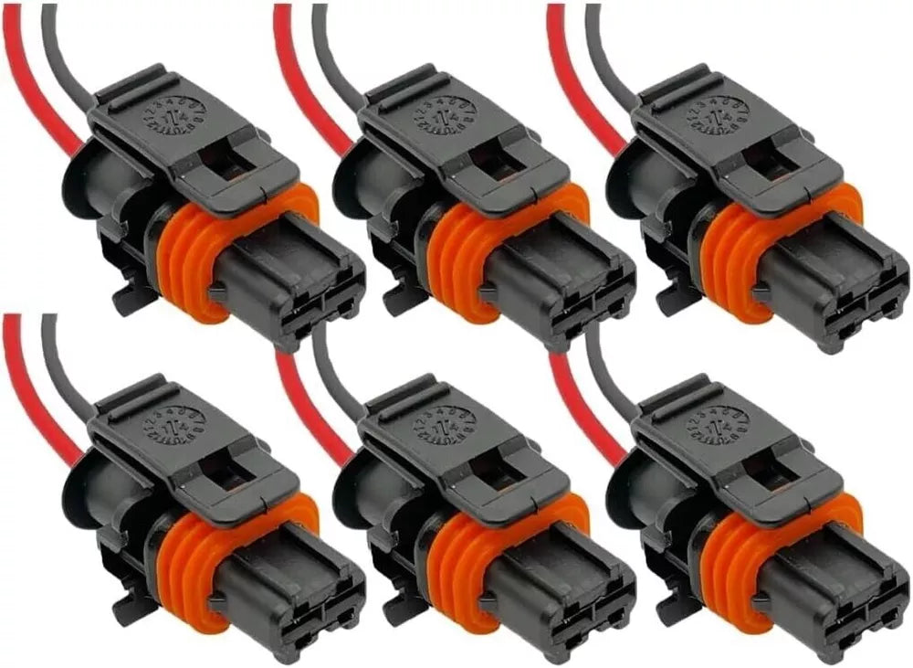 6pcs Pre-Wired 2 Pin Diesel Injector Connectors fits Bosch Injectors 1