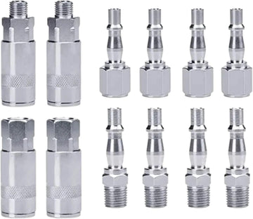 12pc Air Line Connectors 1/4" BSP Compressor Hose Pipe Fittings Airline Coupling