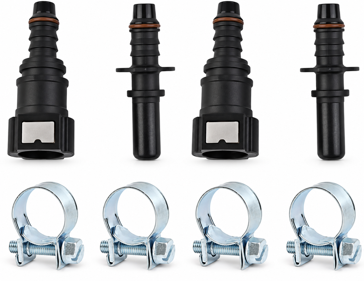 2 SET 8mm 10mm Car Motorcycle Black Fuel Line Hose Quick Release Connector UK 40C-115C