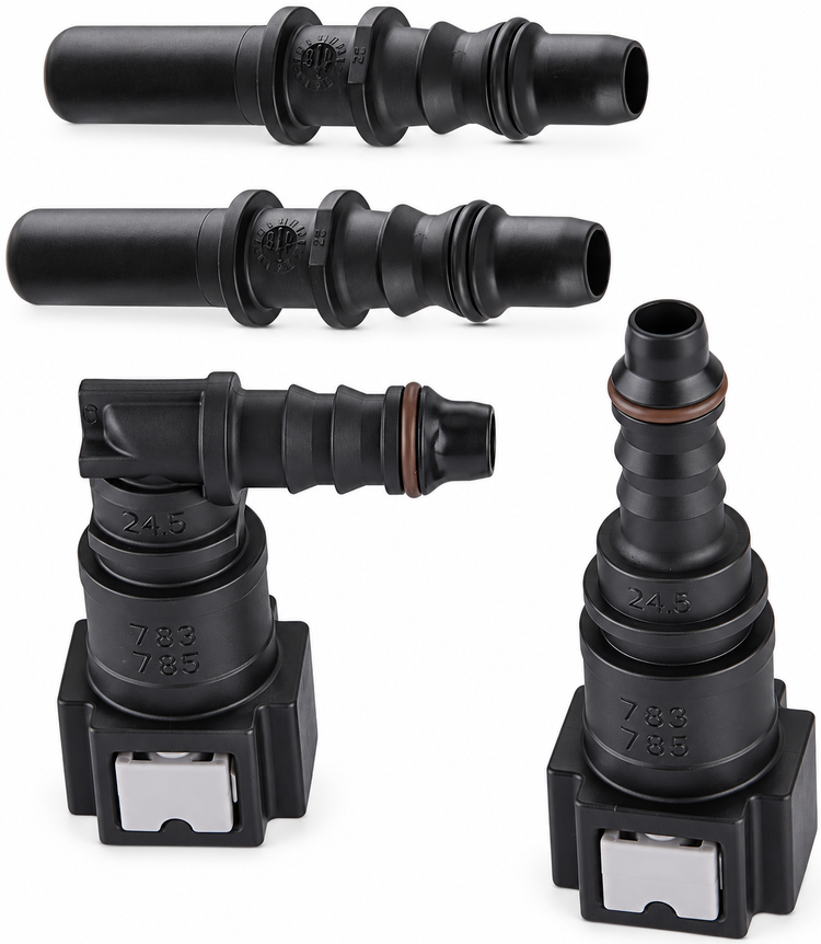 2 Set 5/16" 7.89mm SAE to 5/16" 8mm Nylon Fuel Line Hose Quick Release Connector