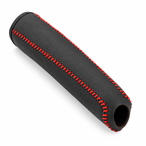 Protective Sleeve for Handbrake Decorative Cover: Black Leather with Red Stitching