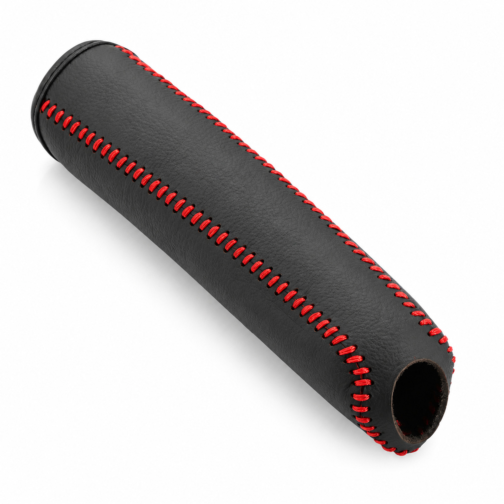 Protective Sleeve for Handbrake Decorative Cover: Black Leather with Red Stitching – AMZ-010 – image 5
