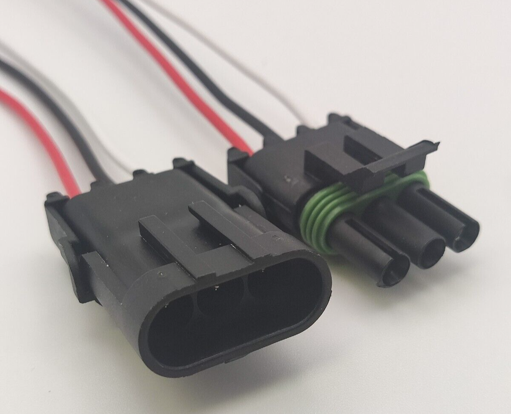 Assembled Delphi Weather Pack 3 Pin Sealed Prewired Connector Kit Male