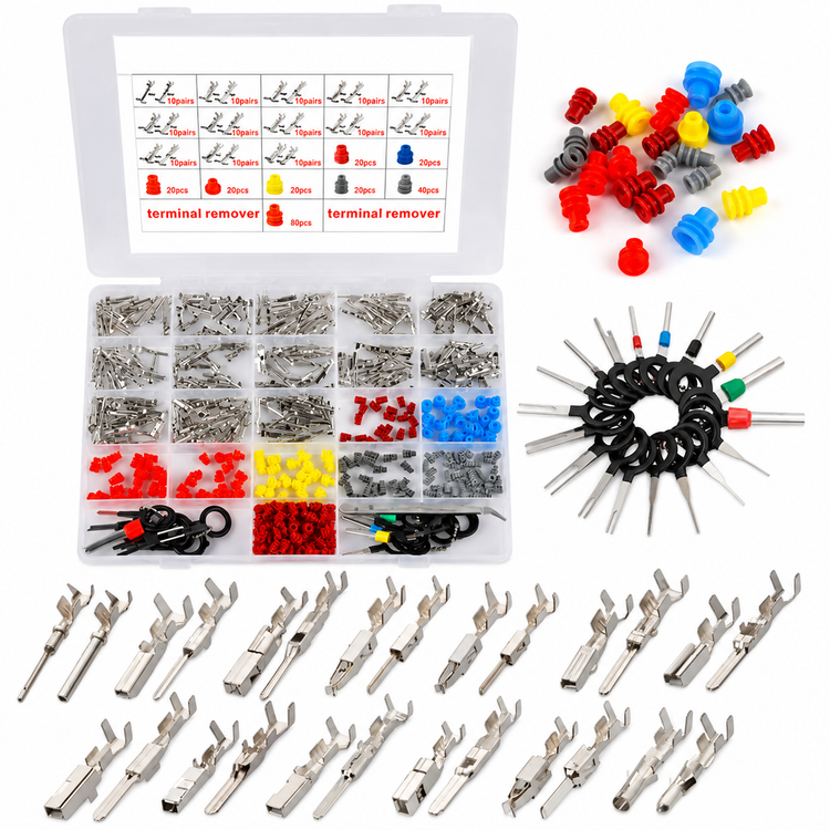 500pcs Car Connector Pins Kit 1-3.5mm Male Female Terminals Seals & Removal Tool – BA001/kit – image 1