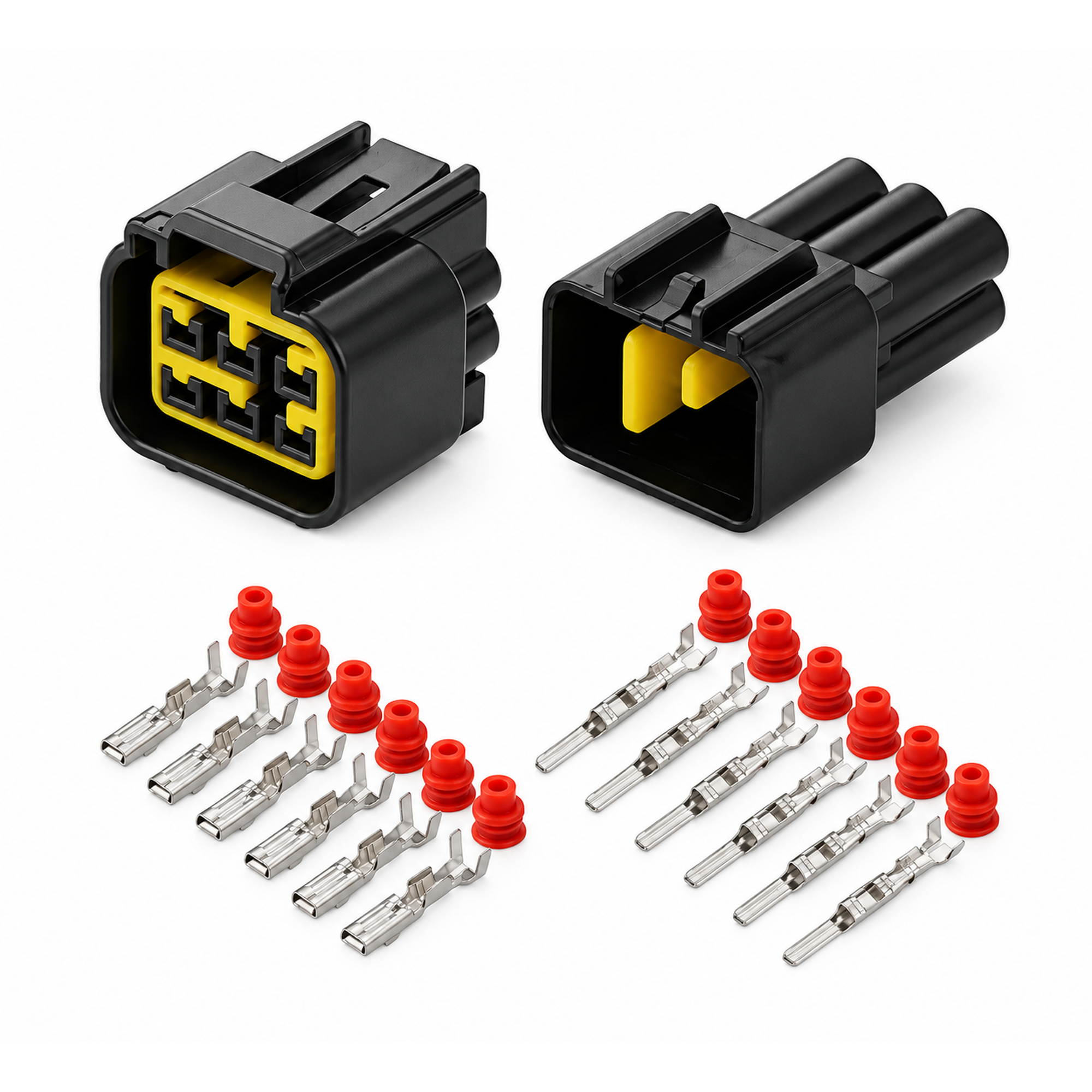 6pin Male Female Ignition Coil Connector Set for Ford Mondeo FW-C-6F-B FW-C-6M-B – BAG/204/2pcSet/6Pin – image 3
