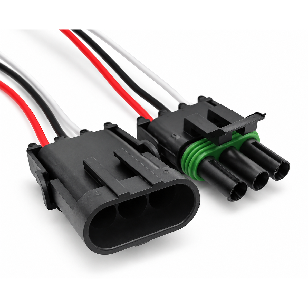Assembled Delphi Weather Pack 3 Pin Sealed Prewired Connector Kit Male & Female – BIN E8.Y/M+F – image 1