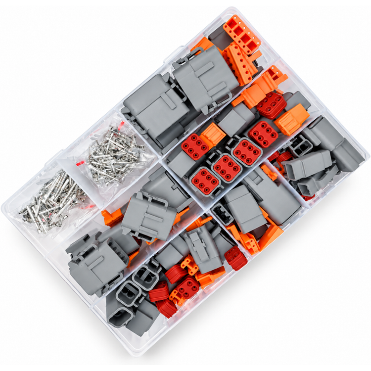 32pcs Deutsch DTM Connector Assortment Box - Male & Female Connector Sets with Pins & Inserts | 12, – BLUE-32DTM – image 1