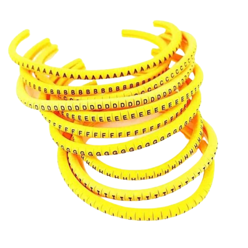 Cable Markers Numbered EC-0 Yellow 50 of Each A-J Pack of 500 1mm - 3mm