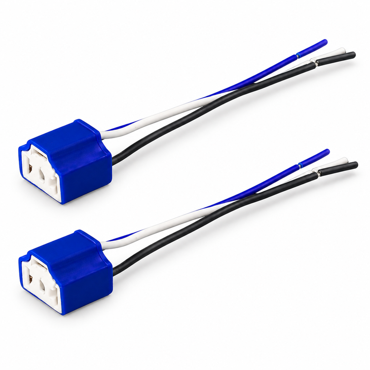 2pcs 9003 HB2 H4 Female Ceramic Car Headlight Bulb Lamp 3 Pin Connector Plug Socket H4/9003 – D31/2pcs.cables – image 1