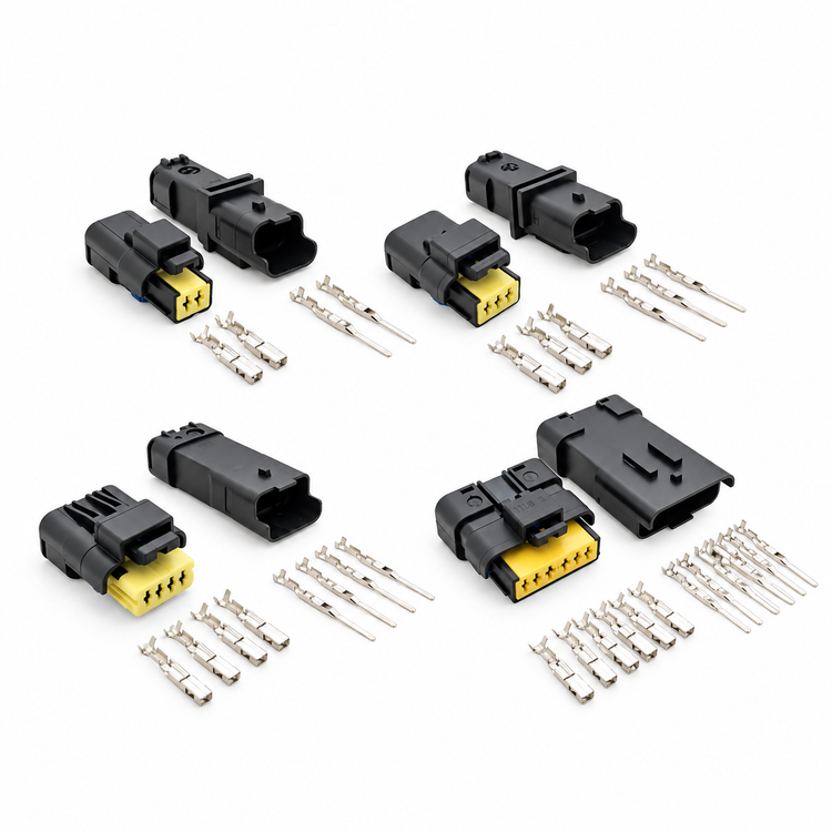 2 3 4 & 6 Pin Waterproof FCI Male & Female Automotive Harness Connector Set