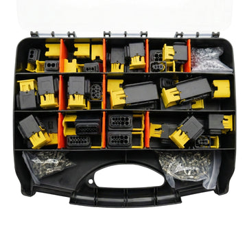 601pcs HDSCS Connector Assortment Kit - 12 Sizes - MCP 1.5 & 2.8 Receptacle Housings with Pins & Seals Waterproof IP67 - In Storage Box Case