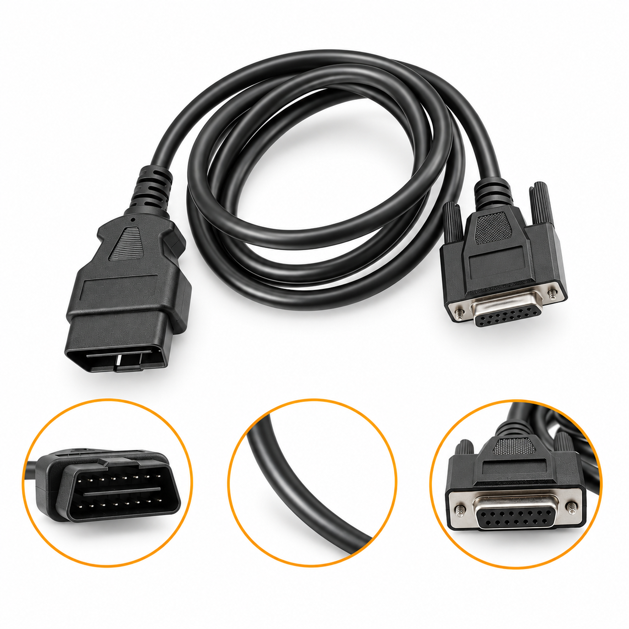 OBD2 OBDII Main Cable Diagnostic Tool Cable for Launch X431 CRP129 CRP123 Creader VII VIII - 152cm – E225/OBDII – image 4
