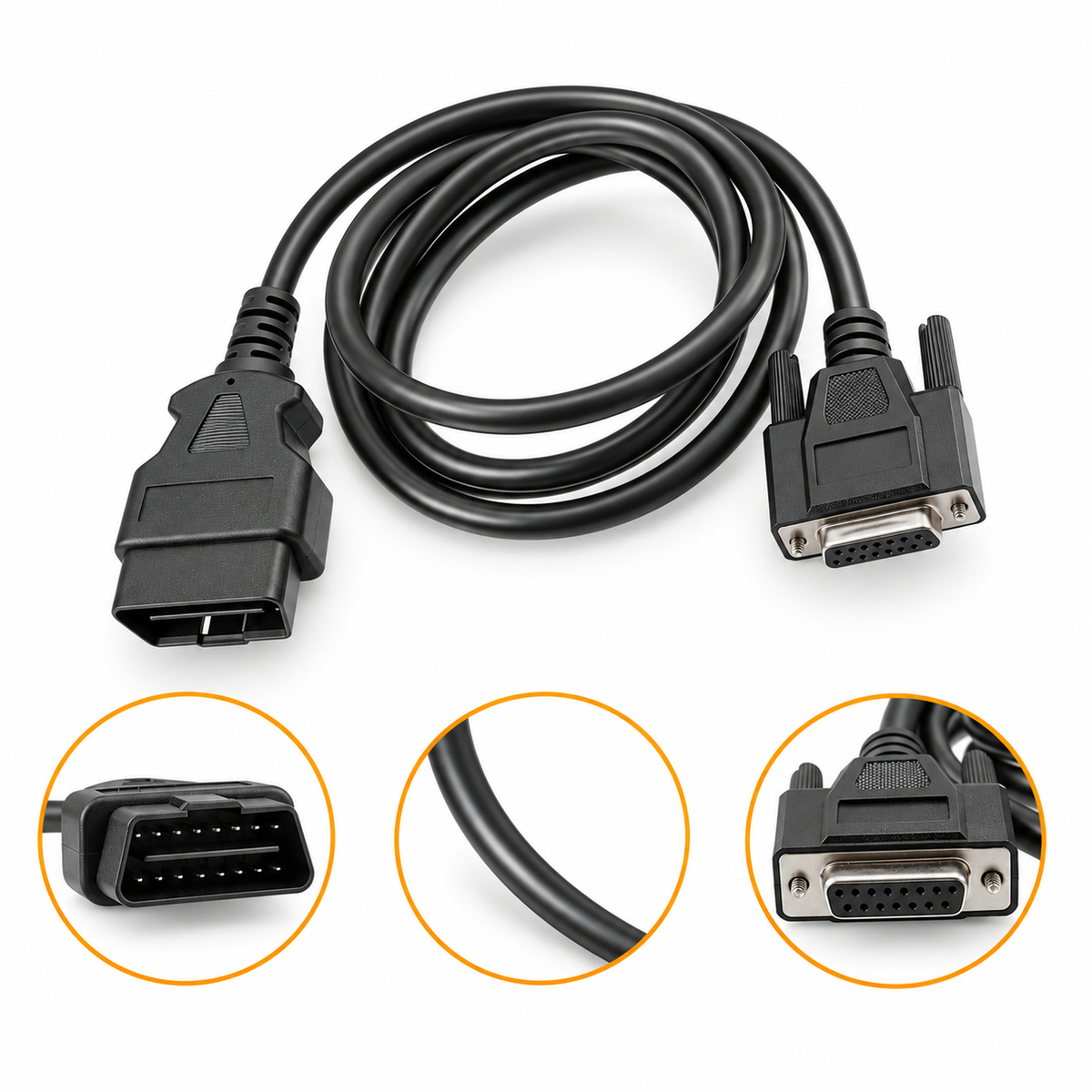 OBD2 OBDII Main Cable Diagnostic Tool Cable for Launch X431 CRP129 CRP123 Creader VII VIII - 152cm – E225/OBDII – image 4
