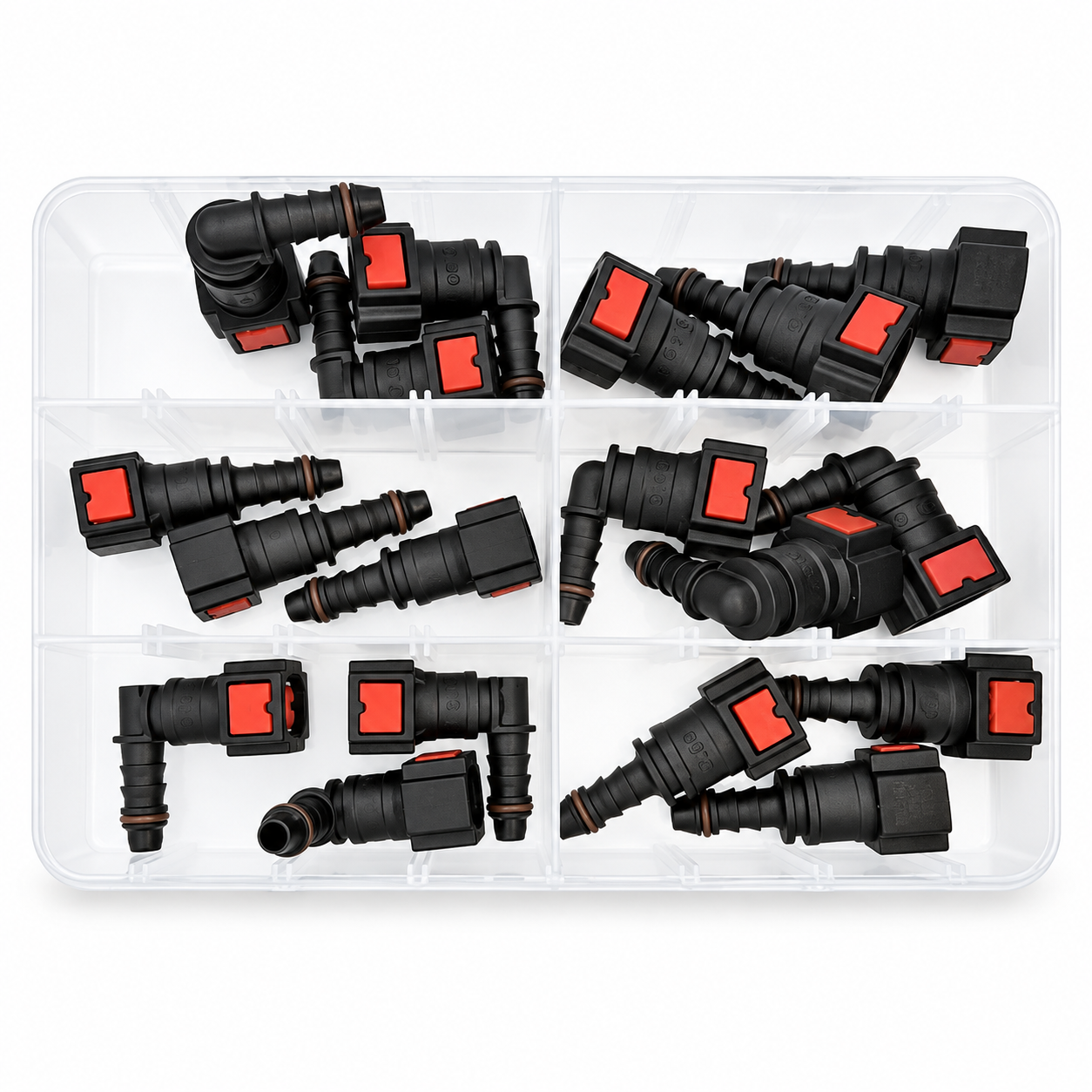 18pcs 90° & Straight AdBlue Connectors Assortment Kit Set with Sizes: 9.49 x 6mm, 7.89 x 6mm & 6.3 x 6mm