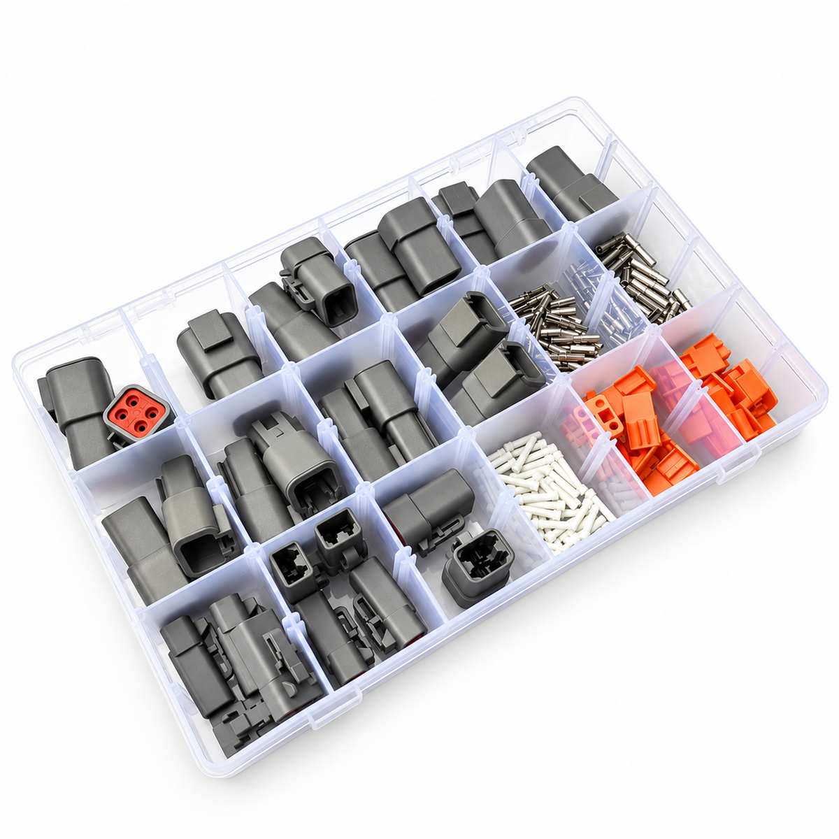 128pcs Deutsch DTP Series Multi Plug Waterproof Connector Box Set Kit 2 & 4 Pin – E2D/128pcsDTPkitF139 – image 1