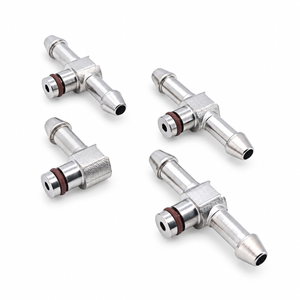 4x METAL DENSO INJECTOR RETURN LEAK OFF 3x T PIECE AND 1x L PIECE PIPE CONNECTOR