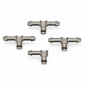 4x METAL DENSO INJECTOR RETURN LEAK OFF 3x T PIECE AND 1x L PIECE PIPE CONNECTOR – F04/3Ts1L/Densoleak – image 1