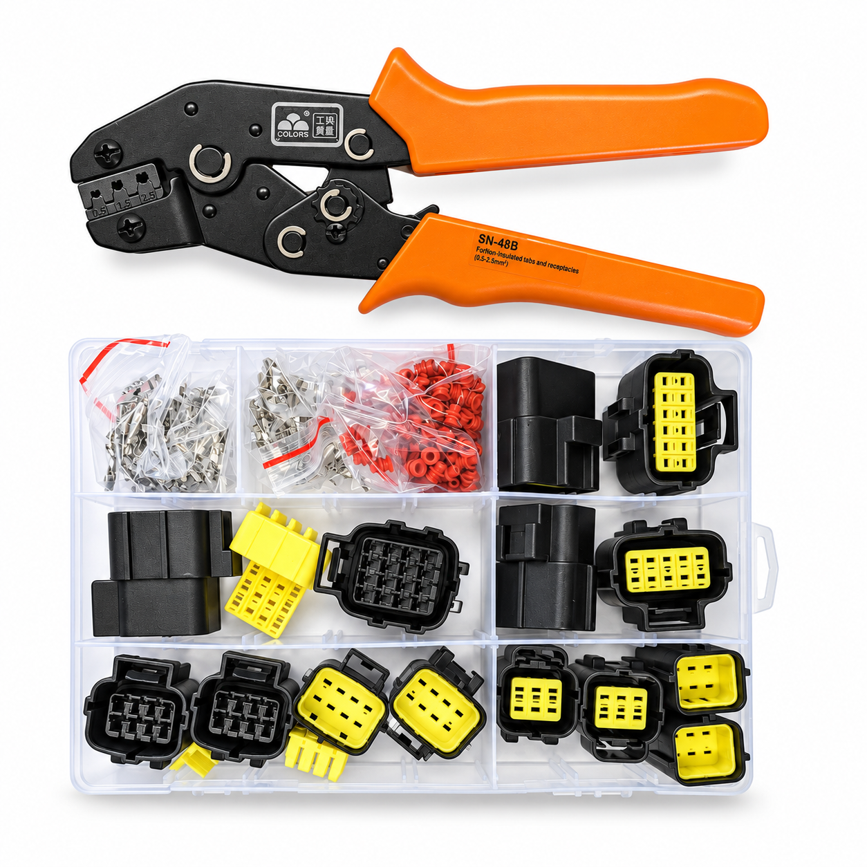 15pcs Econoseal Automotive Waterproof Connector Assortment Set 6 8 10 12 16 Way / Pin with Crimp Tool