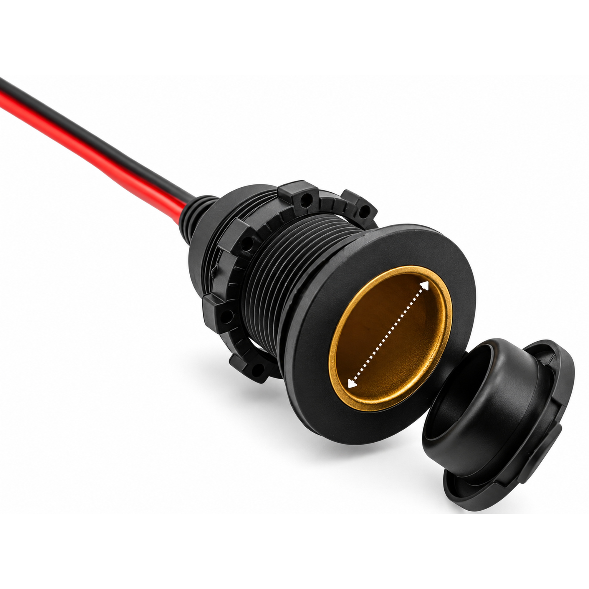 12V/24V DC 20A Fixed Cigarette Lighter Socket with Cable, Ring Eyelet Terminals & In-Line – HOT/F01.B/579/!A123 – image 3