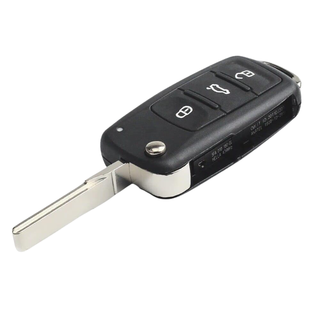 HU66 for VW Transponder 3 Button Flip Remote Un-Cut Key Shell Blank Key