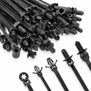 110pcs Automotive Car Clip Mounted Black Nylon Wire Zip Cable Ties Self Locking