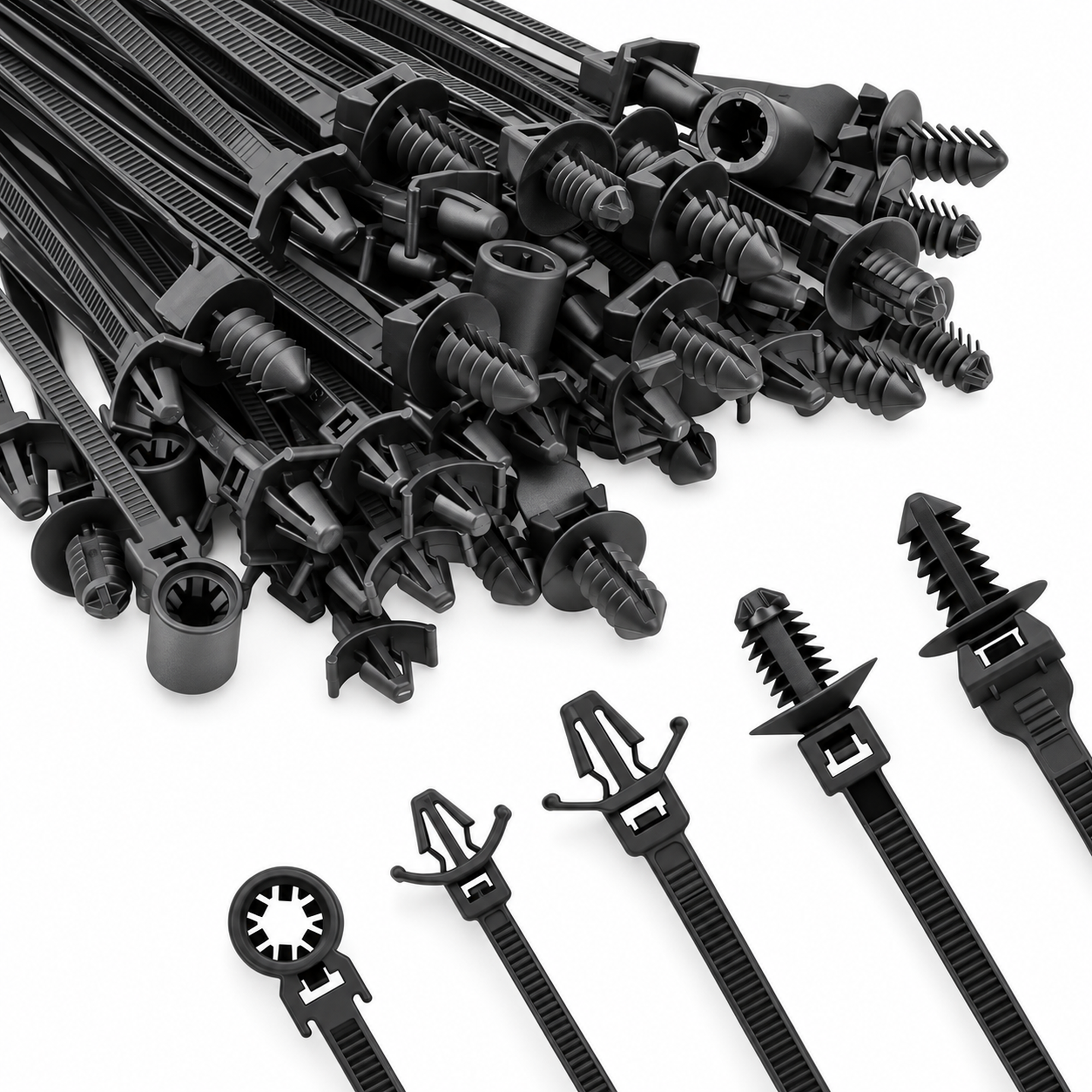 110pcs Automotive Car Clip Mounted Black Nylon Wire Zip Cable Ties Self Locking – KAZ/B089/cabletiekit – image 5