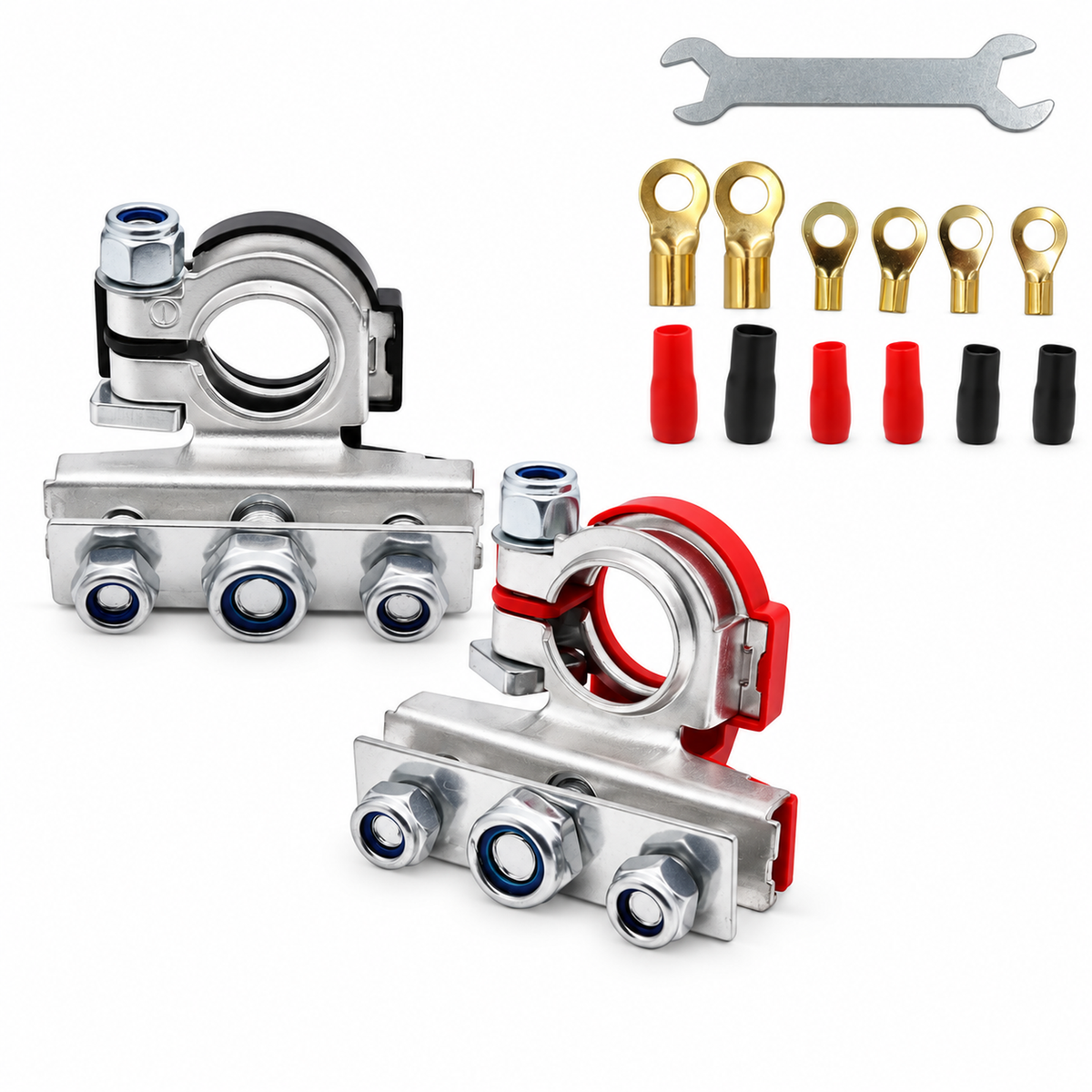 3-Way 12V Car Battery Cable Terminal Clamp Connectors Positive & Negative Kit – KAZ/B275/BatteryClamps – image 3