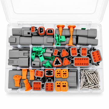 Deutsch DT Connector Kit 190pcs 2, 3, 4, 6, 8 & 12 Way Grey Plug Assortment Set with Solid – KAZ/BA270/190pcsDTkit – image 1