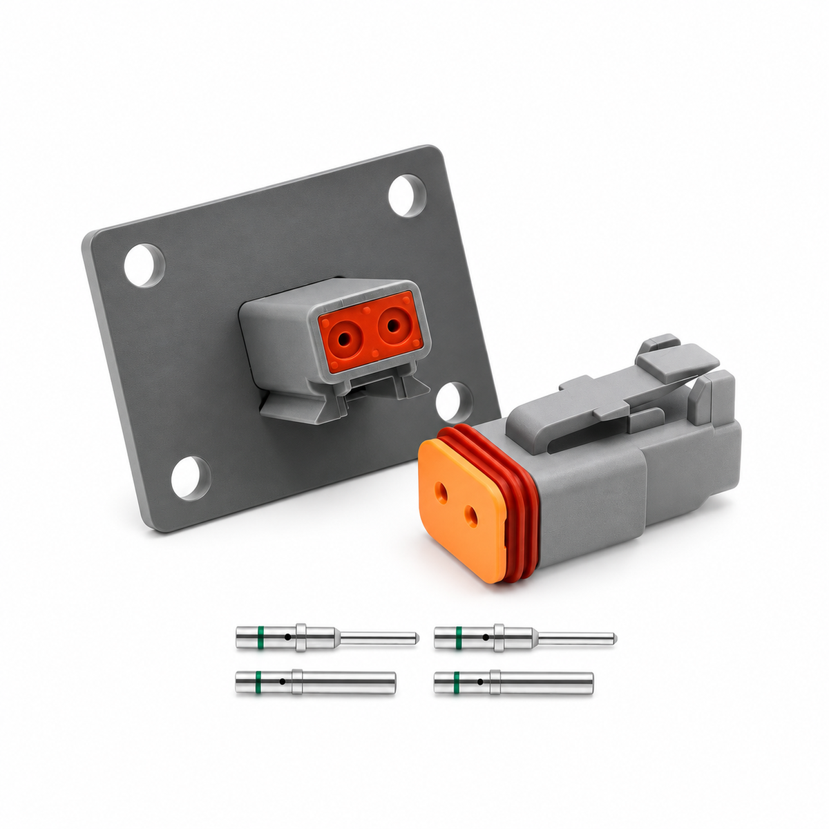 Deutsch DT Panel Flange Mount Connectors 2/3/4/6/8/12 Pin / Way with Solid Pins – KAZ/DT/Panel2pinSolid-B341 – image 1