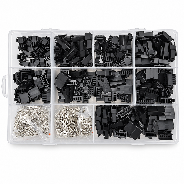 1080pc JST SM2.54 Kit 2, 3, 4 & 5 Pin 2.54mm Pitch Female & Male Cable Connector