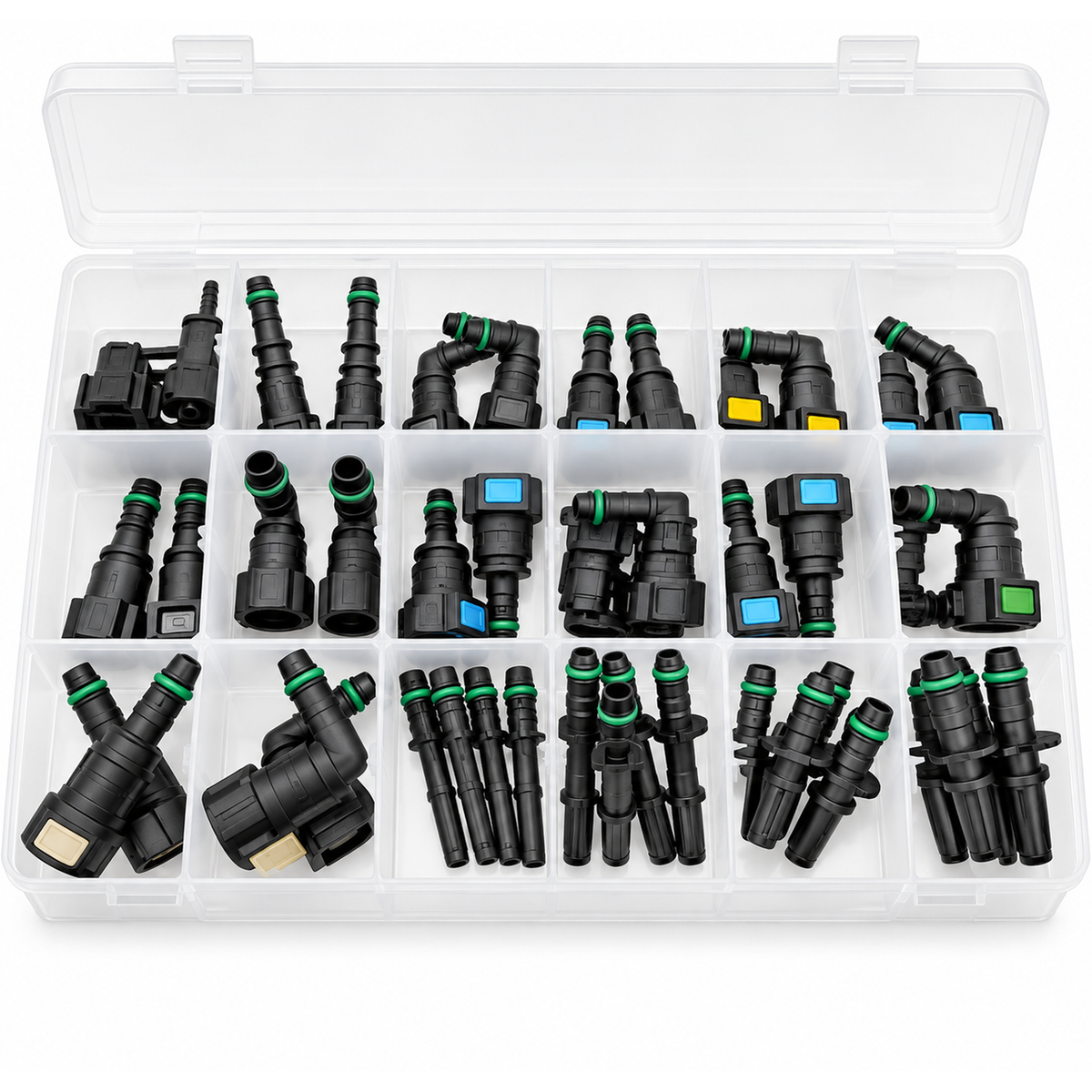 46pcs/Lot Box Package 6.3 ID3-ID6 /7.89 ID6-ID8 /9.49 ID6-ID8 /9.89 ID8 Fuel Line Hose Quick Release – MA215 – image 1