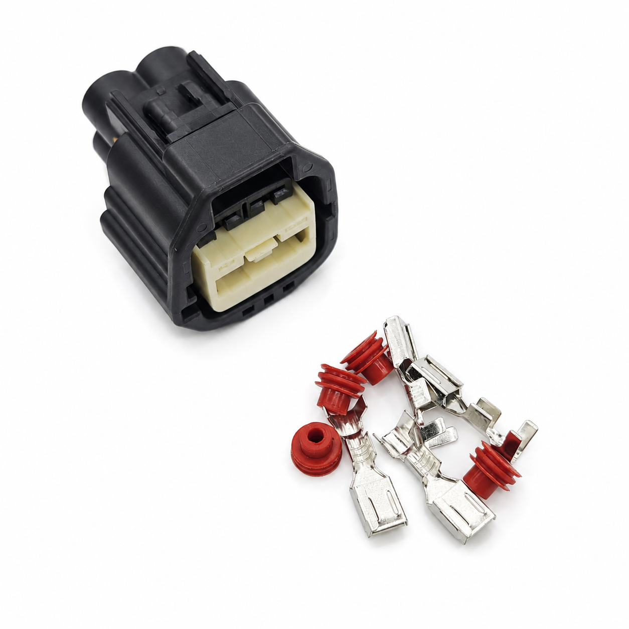 4 Pin 6.3mm Automotive Waterproof Connector Electronic fan plug 7283-5595-10 7282-5595-10 7282-5595 for Ford Focus Fiesta Mondeo - female with Pin