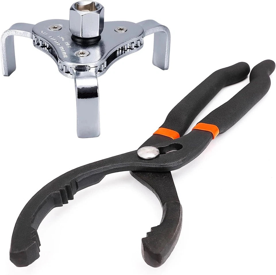 2pcs Oil Filter Adjustable 3 Jaw Pliers 64–116mm Wrench Removal Tools